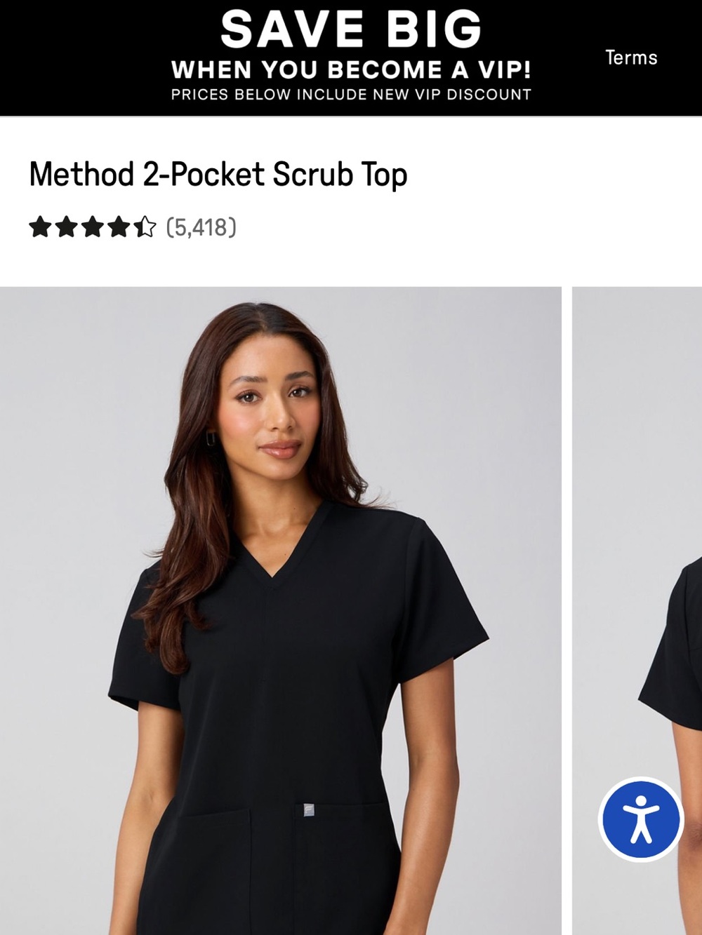 Method 2-Pocket Scrub Top in Black